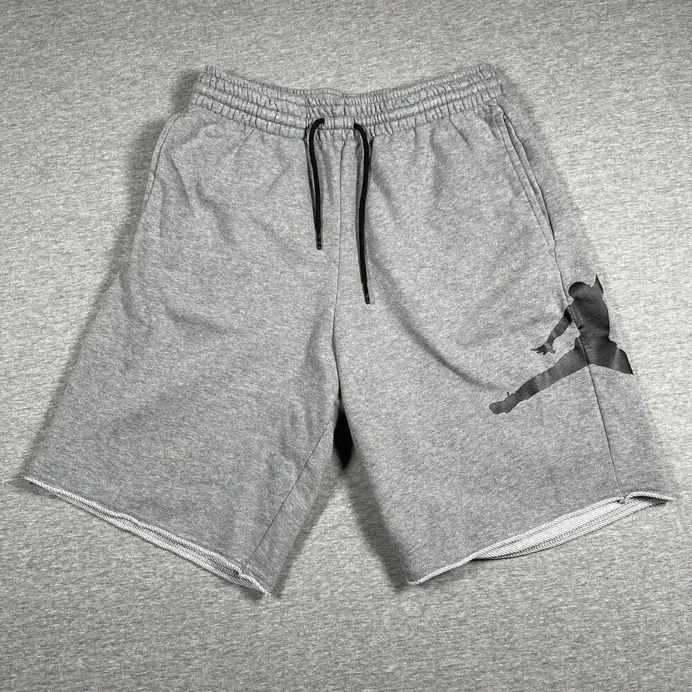 Jordan Sweat Shorts Mens S Gray Jumpman Basketball Drawstring Pockets Athletic